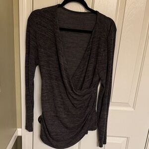 Elegant Black Drape Front Wrap Top